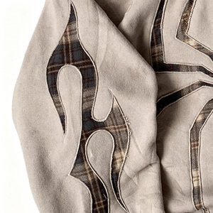 Felpa con <span class=keywords><strong>Cappuccio</strong></span> Streetwear <span class=keywords><strong>di</strong></span> Alta Qualità, Personalizzata, Vintage, con Patch a Quadri e Ricamo a Ragno, Oversize per Uomo, Marca Street OEM - Product Image 3