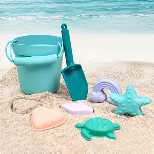 Silicone Foft Bucket Set For Kids Play At Beaches BPA Free Food Grade Silicone Beach Toys For Toddler Custom Prints And Color OK
