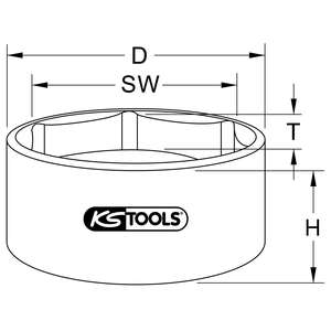 KS TOOLS Douille pour écrou d'essieu 1 ", 6 pans, court, 95mm - Product Image 2