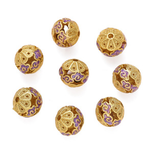 Perles en cuivre creuses motif nuage porte-bonheur, rondes avec trou traversant, pour la fabrication de bracelets, accessoires de bijoux DIY, vente en gros - Product Image 5