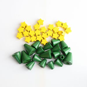 Mini Árbol de Navidad de Madera, Decoraciones Verdes con Estrella Amarilla, Decoración Navideña para Interiores, Juego de 4 Piezas, Regalo Ecológico - Product Image 4