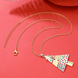 Christmas <b>Tree</b> Pendant <b>Necklace</b> Zinc Alloy Women's Jewelry Fashion Geometric Design Colorful Holiday Style - Product Image 3