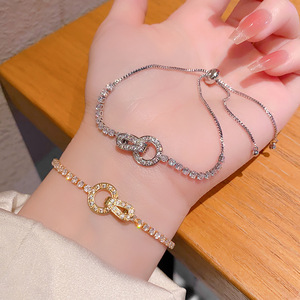 Fashion Charm <b>Bracelet</b> Gold And White Micro Insert <b>Copper</b> Alloy Party Jewelry Summer 2025 Yiwu Origin D 54 - Product Image 2