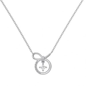 Collier pendentif nœud en argent sterling 925 avec chaîne à maillons brillants et zircone 5A de Dylam Smart Jewelry Factory, pour un usage quotidien - Product Image 1