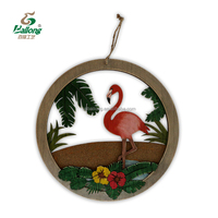 Peint à la main en bois rustique sculpté orignal cerf tête d'animal rond tenture murale décoration écologique 34cm maison bois artisanat