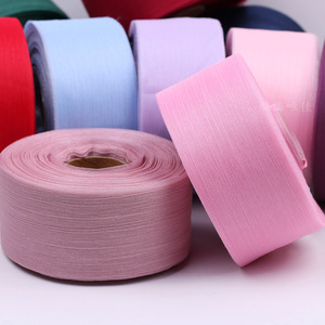 E-sihirli ucuz 6 Cm genişlik stok renk 50 Y rulo Premium kalite parlak şeffaf şerit organze rulo şerit düğün çiçek paketi için