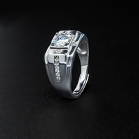 Bague de fiançailles et de mariage en argent 925 avec moissanite de 1 carat, couleur D, qualité VVS, testée et certifiée, pour homme