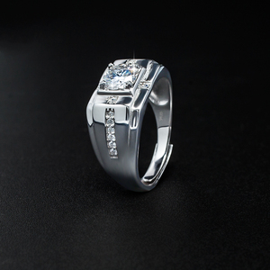 Anillo de Compromiso y Matrimonio de Lujo para Hombre, Plata 925, Moissanita de 1 Quilate, Color D, Claridad VVS, Pasa la Prueba del Plata - Product Image 3