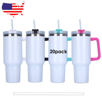 Tasses isothermes à sublimation H1.0 de grande capacité 40oz, en acier inoxydable double paroi, avec poignée, pour impression thermique DIY