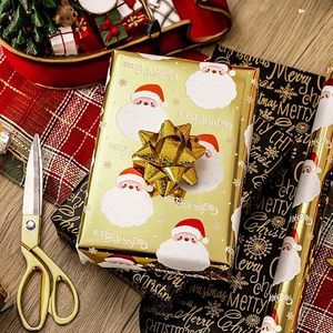 Christmas cute black and gold double-sided Santa Claus <b>pattern</b> aluminum-coated <b>paper</b> gift wrapping <b>paper</b> - Product Image 1