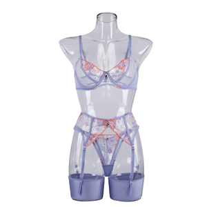 Conjunto de lencería sexy, sujetador transparente, tangas, ropa interior <span class=keywords><strong>femenina</strong></span> de 4 piezas, trajes de encaje erótico, conjunto de liguero delicado, lencería <span class=keywords><strong>2022</strong></span> - Product Image 2