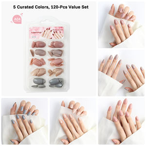 AIERFEI - Juego <span class=keywords><strong>de</strong></span> 120 <span class=keywords><strong>Uñas</strong></span> Postizas Ovaladas Acrílicas Cortas, 5 Colores Morandi, Puntas <span class=keywords><strong>de</strong></span> <span class=keywords><strong>Uñas</strong></span> Artificiales - Product Image 1