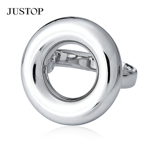 Bague de cocktail en acier inoxydable plaqué rhodium JUSTOP, bijoux de mode unisexe modernes, à porter au quotidien - Product Image 2