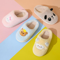 Chaussons d'intérieur chauds pour enfants, garçons et filles, en peluche épaisse, motif animal, grenouille, ours, semelle épaisse