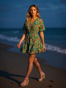 Precios razonables 100% Rayón Vestido de mujer Estampado personalizado Elegante Boho Chic Vestido de mujer de tela suave a la venta por exportadores - Product Image 2