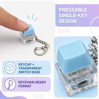 Porte-clés anti-stress à interrupteur de clavier mécanique en plastique, jouet de relaxation à clé unique, base transparente, touches multicolores