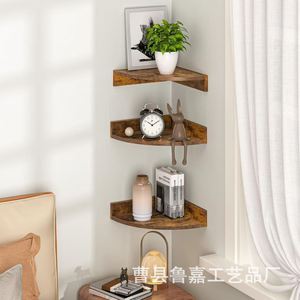 Wall Corner Wooden <b>Shelf</b> 3 Tier Wall Mounted Storage Rack For Books And Miscellaneous Items <b>Bedroom</b> Study Organization - Product Image 2