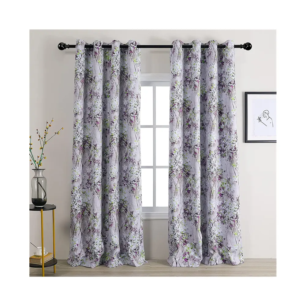 Floral Curtains Blackout Flowers And Leaves Curtain Panels For Living Room Curtains For Home Office Woven 100% Polyester Printed