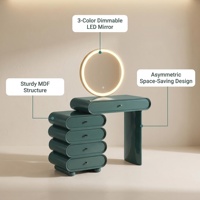 Table de maquillage moderne et écologique avec tiroirs, convertible et réglable, éclairée, en MDF, avec armoire de rangement pour