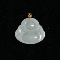 Pendentif Bouddha en jadéite birmane naturelle de qualité A, sculpté, de haute qualité, unisexe (avec NGTC)