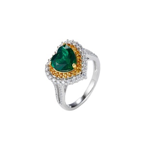 Bán buôn thời trang Đồ trang sức mỹ Nhẫn nhà máy thiết kế mới 925 sterling Silver Lab Grown Emerald + 5A Trắng Zirconium Nhẫn - Product Image 1