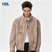 Veste Homme Vintage à Col Rabattu avec Boutons à Bascule, Style Moto Décontracté pour l'Automne, Vêtement d'Extérieur Quotidien – Vente Directe Usine