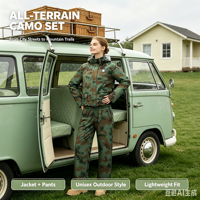Combinaison de pluie tactique camouflage universelle Jecool, imperméable et respirante, ensemble deux pièces en PVC 0,40 mm pour la chasse, la pêche et les activités de plein air