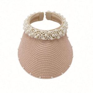 Women's Summer <b>Straw</b> Handmade Pearl Beach Foldable Women's Sun Protection Sun Visor <b>Hat</b> - Product Image 1