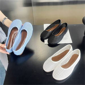 2025 New Breathable Soft Bottom Flat Mesh Summer Sandals Hollow Solid Color Large Size Lazy Work slippers for Outdoor Use - Product Image 5