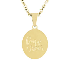 Collares con colgante de números personalizados en inglés para <span class=keywords><strong>hombre</strong></span> y mujer, collar de acero inoxidable chapado en oro de 18k con grabado ovalado - Product Image 5
