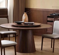 Table à manger ronde sur piétement conique, base colonne en noyer, bureau circulaire, table en bois sur mesure à jointure mortaise et tenon