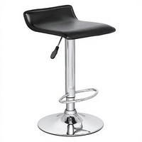 Tabouret de bar réglable en hauteur JOHOOFURNITURE, en cuir PVC noir moderne, pour cuisine et restaurant