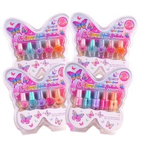LK Set de Maquillaje Lavable Ecológico de Plástico para Niñas de 2 a 9 Años, Juguete de Simulación de Esmalte de Uñas Multicolor, Kit de Maquillaje Real
