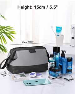 Pochette de voyage de luxe pour hommes avec logo personnalisé, pour cosmétiques, maquillage, soins de la peau, avec poignées - Product Image 2