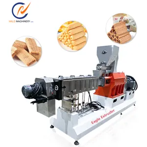 popular automatic Jinan Halo 260 kg machinery Finger Triangle Pillows Shape puffing filled Snack Bar Food processing equipment