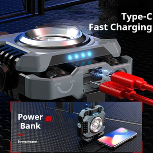 Lampe <span class=keywords><strong>de</strong></span> travail rechargeable TL05 2200 lumens à double face avec aimant et crochet, projecteur LED à intensité variable pour réparation automobile, garage - Product Image 4