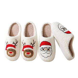 Adults Winter Warm Home Cozy Plush Christmas Santa Moose Gingerbread <b>slippers</b> for Men Woman - Product Image 1