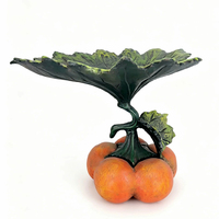 Handgeschilderd gietijzeren pompoen lotusblad vogelvoederbak voor buiten, binnenplaats vogelvoeder, blad fruit schaal decoratie