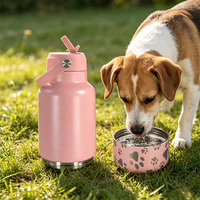 Bouteille d'eau de voyage pour chien avec bol intégré, en acier inoxydable à double paroi, 32 oz, avec logo personnalisé