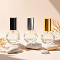Flacon pulvérisateur en verre transparent en forme de coquille de 15 ml pour cosmétiques, vide, avec bouchon à vis en plastique inclus, emballage carton, vente en gros