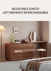 <span class=keywords><strong>Commode</strong></span> en bois massif intégrée, meuble de rangement contemporain pour chambre à coucher, table de maquillage, bureau d'ordinateur, bureau avec éclairage LED - Product Image 5