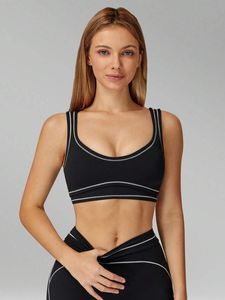 Soutien-gorge de sport pour <span class=keywords><strong>femme</strong></span> FH à haute élasticité, idéal pour un port décontracté, sensation seconde peau, respirant, confortable, colorblock, sans armatures, dos en U - Product Image 1