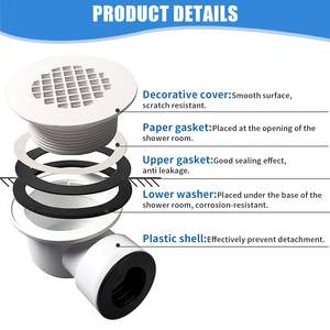 Suministro Directo de Fabricantes Americanos de Desagües para Piso, Conexión de 4 Pulgadas, PVC Moderno, Antiderrames, Antiolores, con Filtro para Cabello - Product Image 3