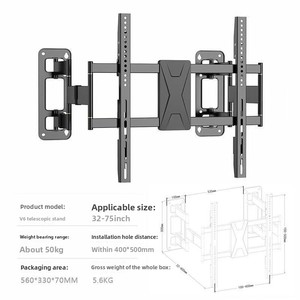 Soporte de TV LED Telescópico Ultrafino Giratorio de 75 <span class=keywords><strong>Pulgadas</strong></span> Compatible con Soporte de TV Universal de Alta Calidad con VESA 500x400 - Product Image 2