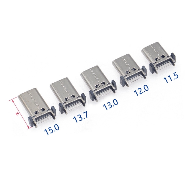 Type-C 6Pin Vertical Through-Hole Female Connector USB Charger Port, Length 11.5/12.0/13.0/13.7/15.0mm Optional Reel Packaging