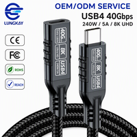 Câble d'extension USB4 LUNG KAY OEM 40 Gbit/s Vidéo 8K Charge rapide PD 240 W Cordon Type-C Mâle vers Femelle pour MacBook Workstation