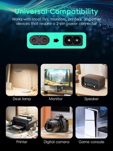 สายไฟยาว 1.5 เมตร แบบ 2 ขา ปลั๊กไฟ <span class=keywords><strong>AC</strong></span> สายต่อพ่วงสำหรับ PS4 PS5 Xbox คอมพิวเตอร์ แล็ปท็อป มีปลั๊กมาตรฐาน US, UK, EU - Product Image 3