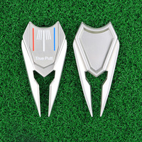 Outil de réparation de divots en métal plaqué avec logo personnalisé, fourche de golf magnétique, ensemble de fourches pour marquer le green, écologique et durable