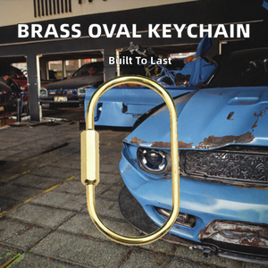 <span class=keywords><strong>Portachiavi</strong></span> in Ottone <span class=keywords><strong>a</strong></span> <span class=keywords><strong>Forma</strong></span> Ovale con Chiusura <span class=keywords><strong>a</strong></span> Vite, Finitura Liscia e Ganci <span class=keywords><strong>di</strong></span> Grado 30 per Chiavi dell'Auto - Product Image 2