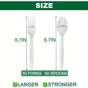 Tenedor y Cuchara Desechables de Almidón de Maíz de Peso Medio, 5 g, Vajilla Ecológica Apta para Eventos - Product Image 3